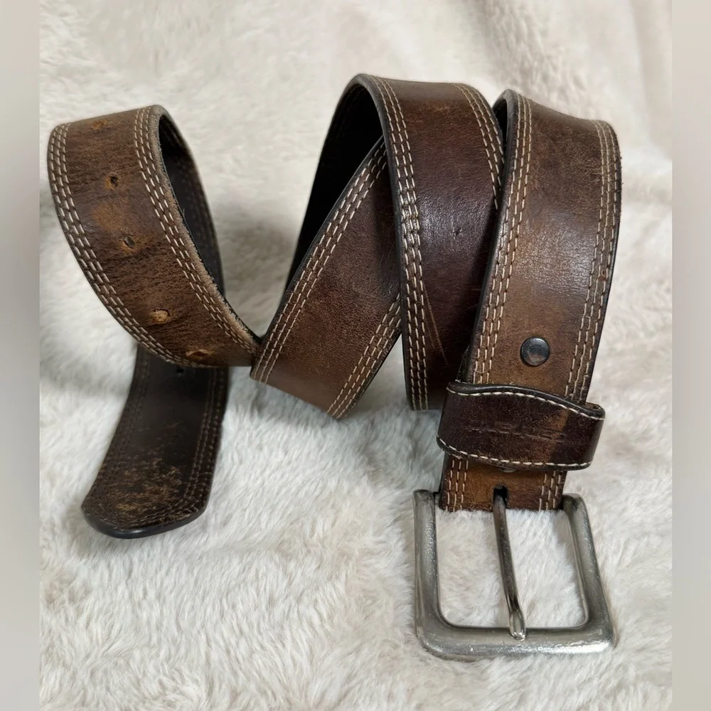 Carhartt Vintage Brown Leather Detroit Belt Well Worn In 51